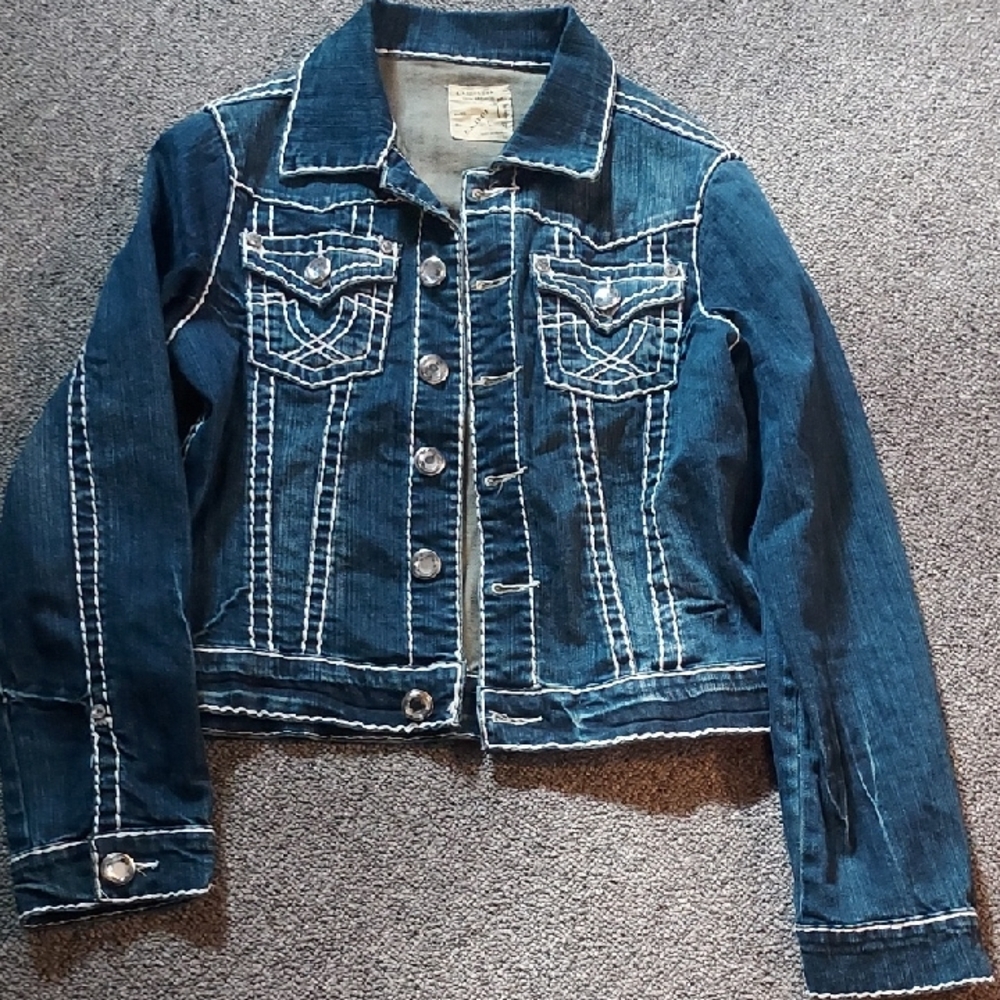 L.A. Idol USA Dark Blue Denim with White Stitching